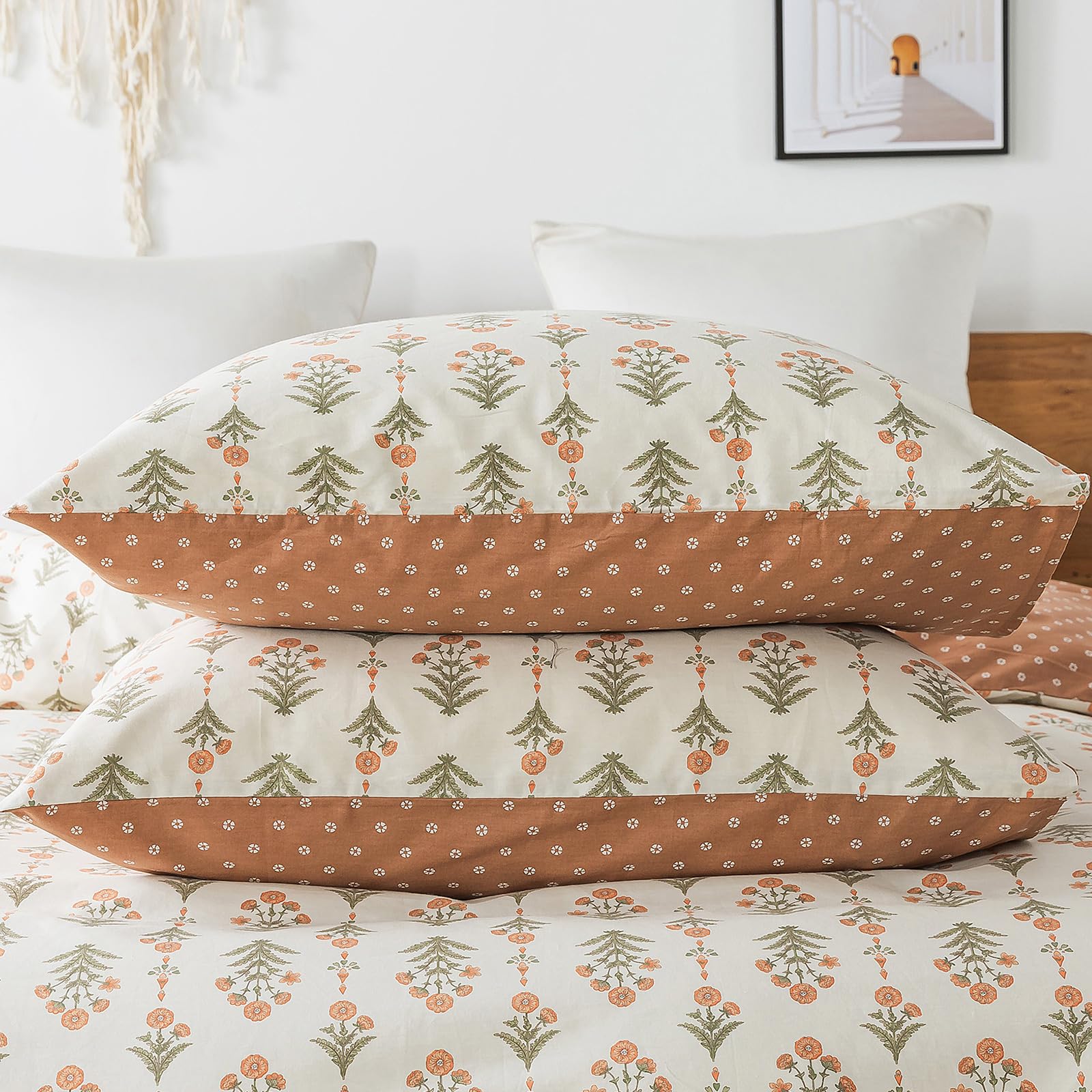 Honeilife Floral Duvet Cover Twin - 100% Cotton Comforter Cover Wildflower Duvet Cover Sets, Botanical Duvet Cover With Zipper C