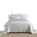 MarCielo 3Piece 100% Cotton Oversized Bedspread Set Coverlet Set Lightweight Quilt Set Embroidery Farmhouse Bedding Set (Shasta