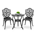 Nuu Garden Bistro Set 3 Piece Outdoor, Cast Aluminum Patio Bistro Sets With Umbrella Hole, Bistro Table And Chairs Set Of 2 For Patio Backyard, Black