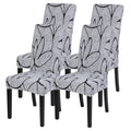 Searchi Dining Room Chair Covers Set Of 4, Stretch Printed Parsons Chair Slipcovers Spandex Removable Washable Kitchen Chair Protector Cover For Dining Room, Hotel, Ceremony (Grey Lotus+White Texture)