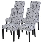 Searchi Dining Room Chair Covers Set Of 4, Stretch Printed Parsons Chair Slipcovers Spandex Removable Washable Kitchen Chair Protector Cover For Dining Room, Hotel, Ceremony (Grey Lotus+White Texture)