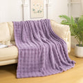 YUSOKI Faux Fur Throw Blanket with 3D Bubbles Super Soft Fuzzy Cozy Thick Blanket for Couch Chair Sofa Gift Home D  cor(Lilac Pu