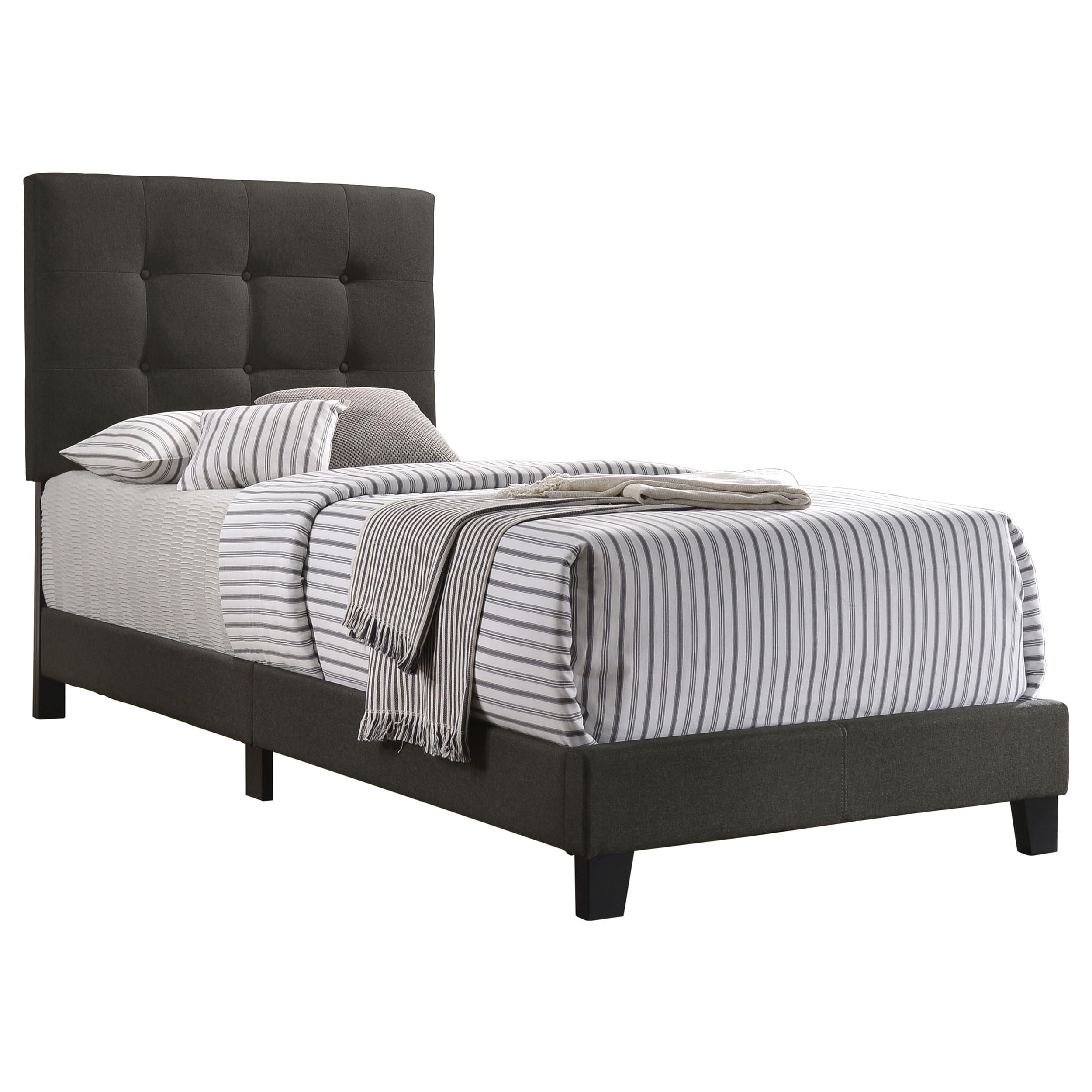 Coaster Home Furnishings Mapes Transitional Fabric Upholstered Twin Size Panel Bed Frame 50-inch Headboard Charcoal 305746T