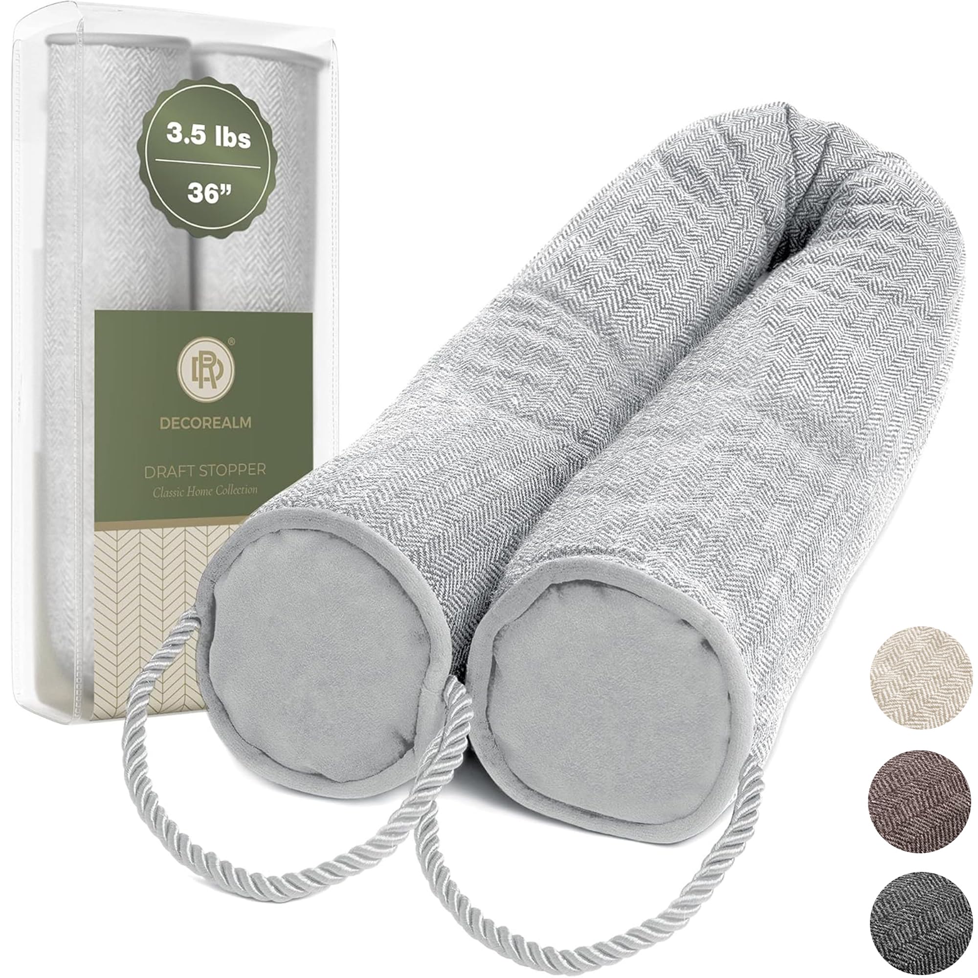 DECOREALM Heavy Duty Door Draft Stopper and Blocker, Sound Proof Draft Guard for Doors and Windows, Decorative Cylinder Provides