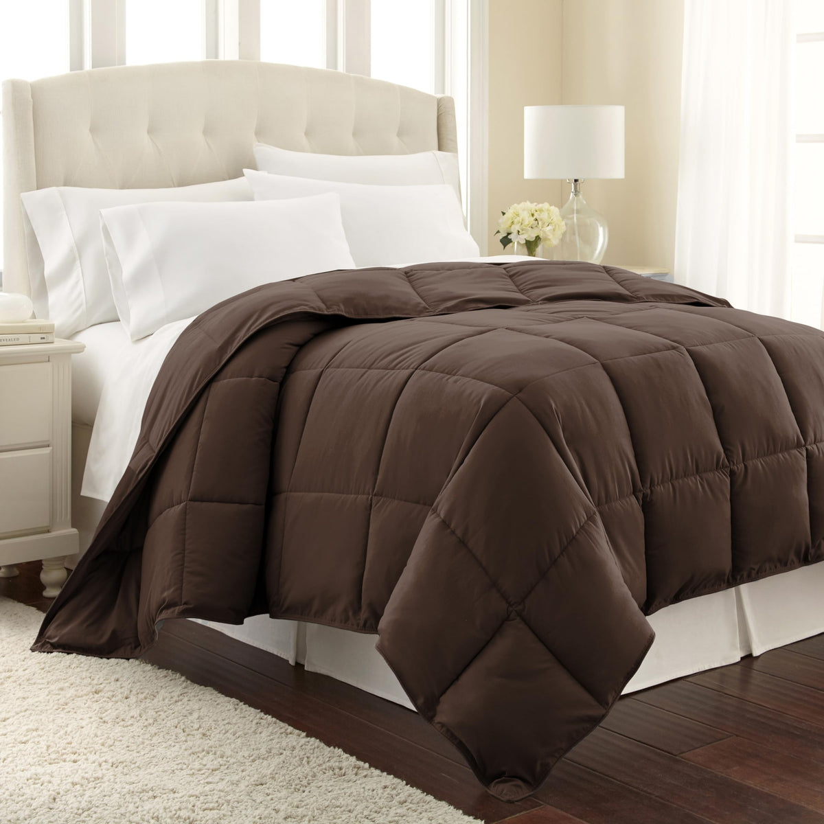 Southshore Fine Living, Inc. Vilano Springs Premium Quality Over-Sized All-Season Down-Alternative Comforter, Chocolate Brown, F