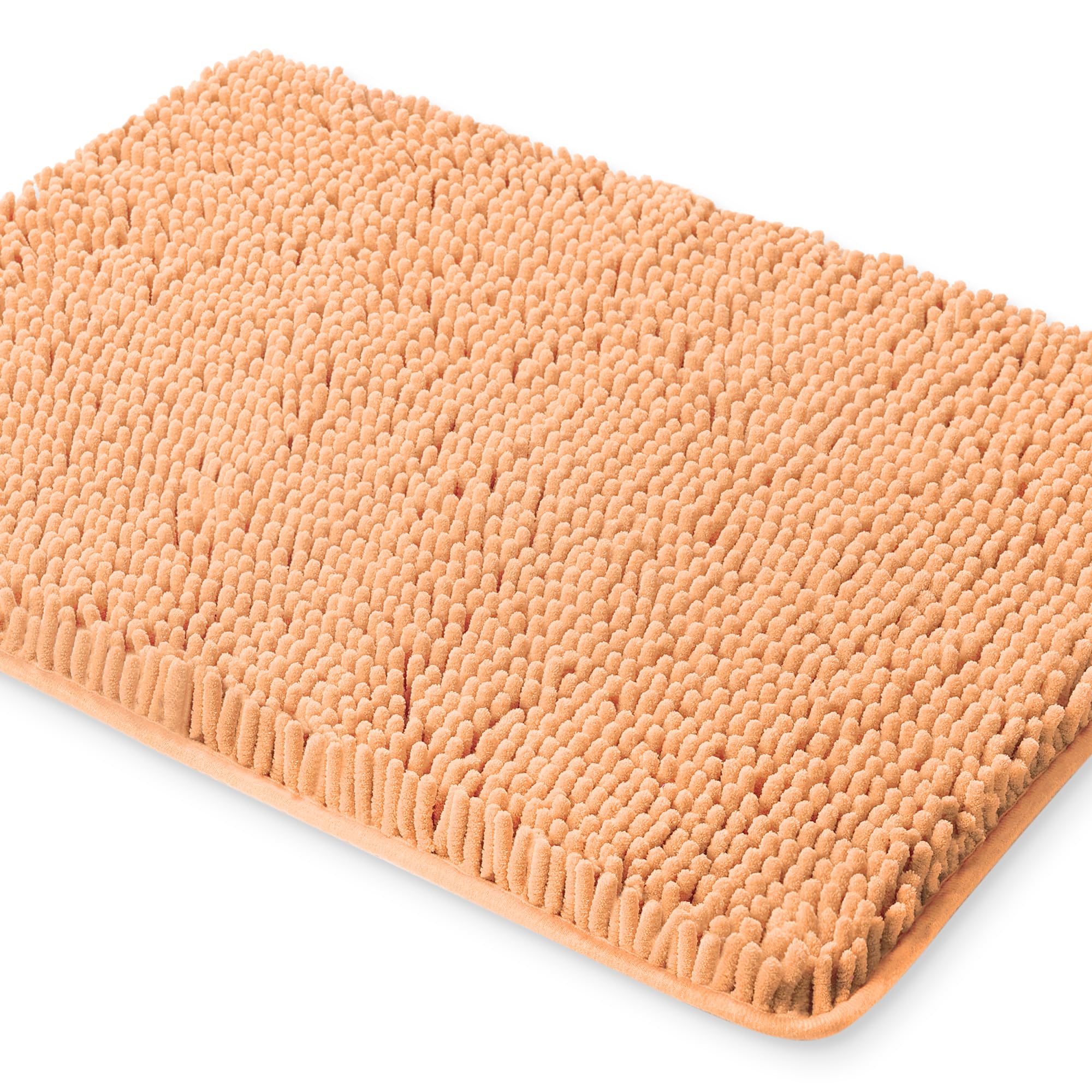 Yeaban Peach Bathroom Rugs - Thick Chenille Bath Mats | Absorbent and Washable Bath Rug Non-Slip, Plush and Soft Rugs for Bathro