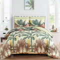 Wongs Bedding Botanical Comforter Set King, 7 Pieces Green Palm Tree Bed In A Bag, Reversiable Soft Microfiber Bedding Set With