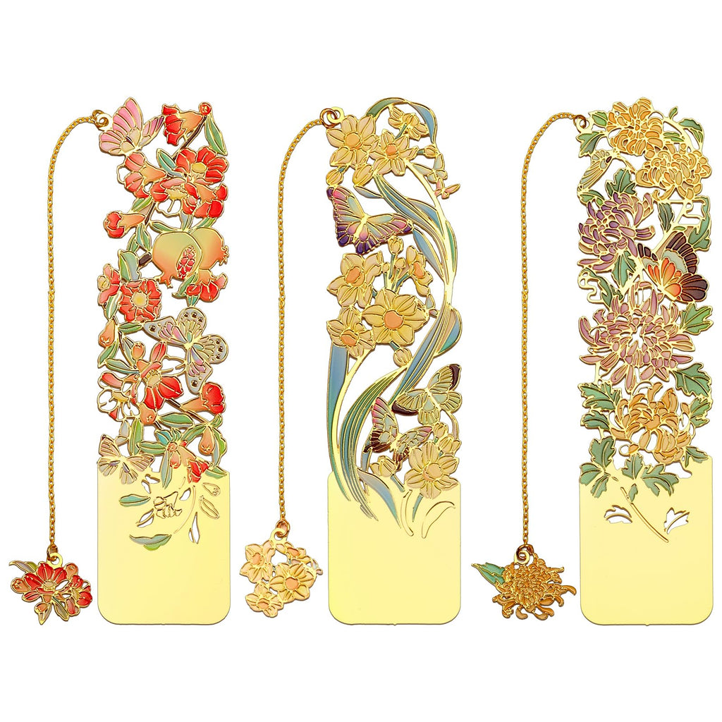 Sgbvzbd 3 Pcs Metal Bookmarks, Bookmarks For Reading Women, Bookmarks For Women, Beautiful Metal Bookmark, Beautiful Flower Book