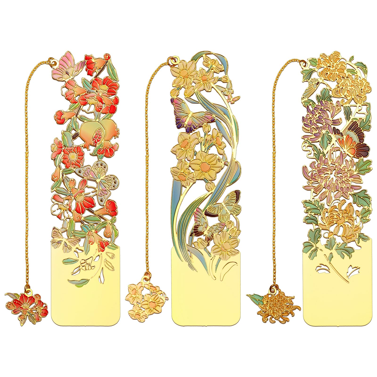 Sgbvzbd 3 Pcs Metal Bookmarks, Bookmarks For Reading Women, Bookmarks For Women, Beautiful Metal Bookmark, Beautiful Flower Book