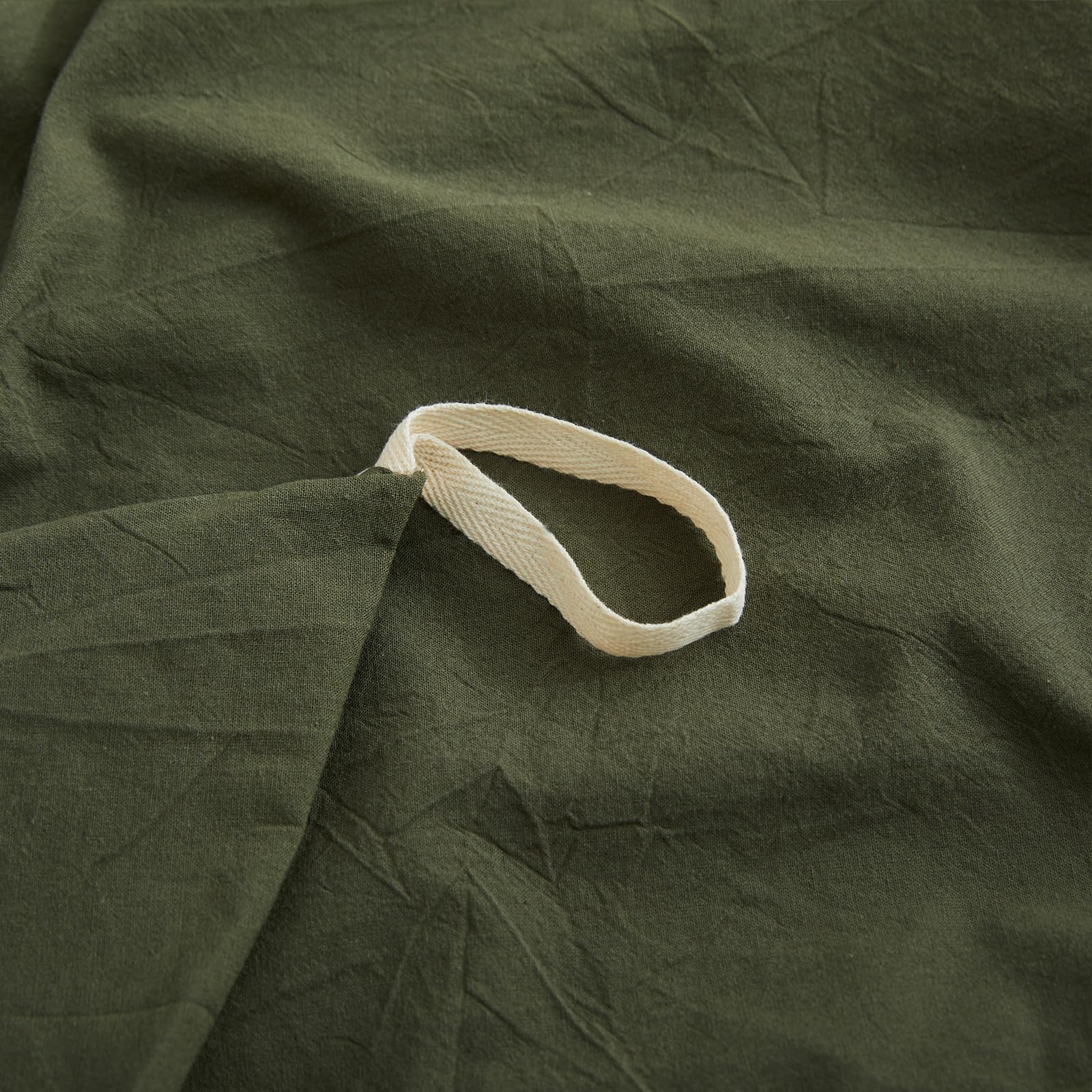 Lovque Olive Green Duvet Cover Full Size, 100% Washed Cotton Linen Like Bedding Set With Zipper Closure (No Comforter), 80X90 In