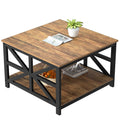 GreenForest Coffee Table with Storage for Living Room, Small Square Center Tables with Seamless One-Piece Tabletop Farmhouse Sty