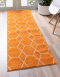 Unique Loom Trellis Frieze Collection Area Rug - Geometric (2 x 13 1 Runner, Orange/ Ivory)