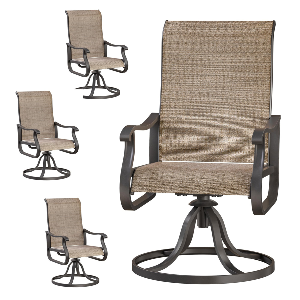 Vonzoy Swivel Patio Chairs Set Of 4, Outdoor Dining Chairs With High Back, All-Weather Swivel Rocker Chair For Lawn, Porch Or Ga