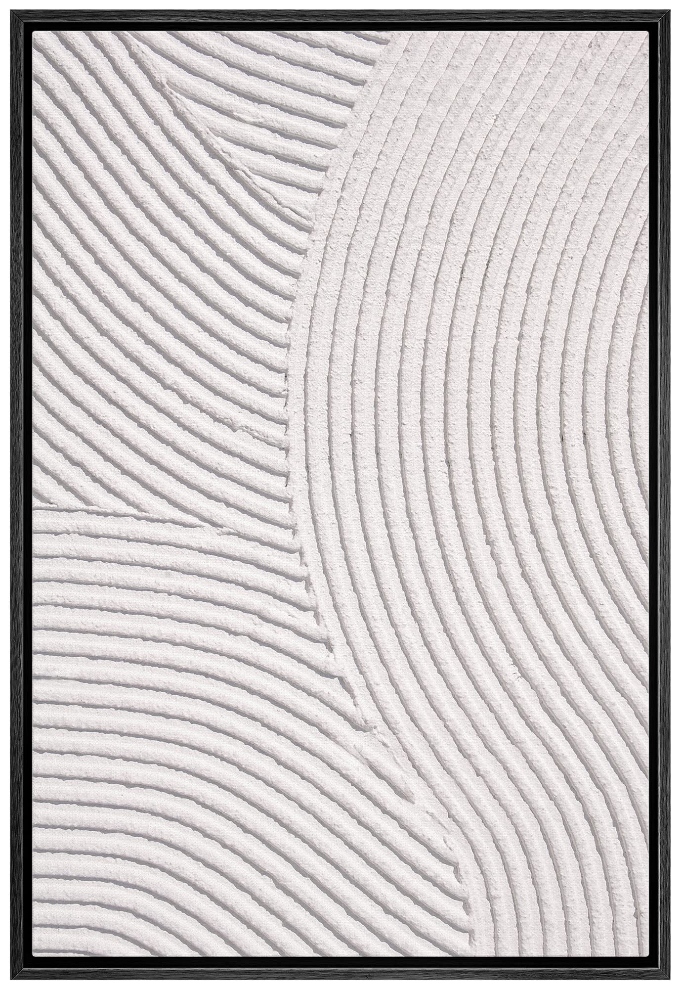 SIGNWIN Framed Canvas Print Wall Art Geometric White Granite Wave Collage Abstract Shapes Illustrations Minimal Decorative Nordi