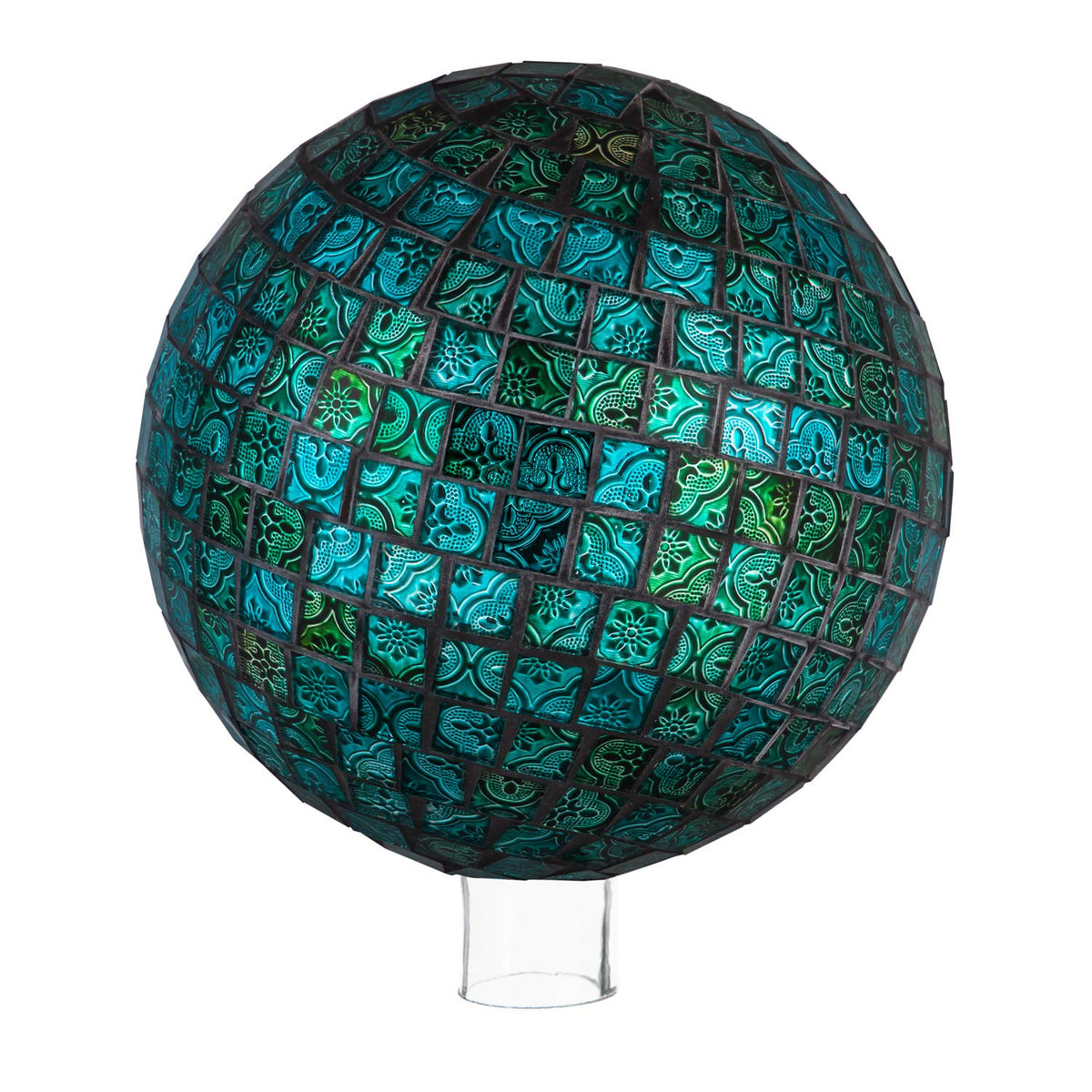 Evergreen Garden Beautiful Summer Turquoise Mosaic Glass Gazing Ball - 10 X 10 X 12 Inches Fade And Weather Resistant Outdoor De