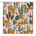 CCXTCZ Leopard Palm Leaves Shower Curtain Cheetah Tropical Jungle Animal Wildlife Tiger Big Cat Boho Aesthetic Minimalist Modern