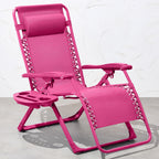 Best Choice Products Adjustable Zero Gravity Chair, Monochromatic Color Folding Patio Recliner W/Side Tray, Headrest - Hot Pink