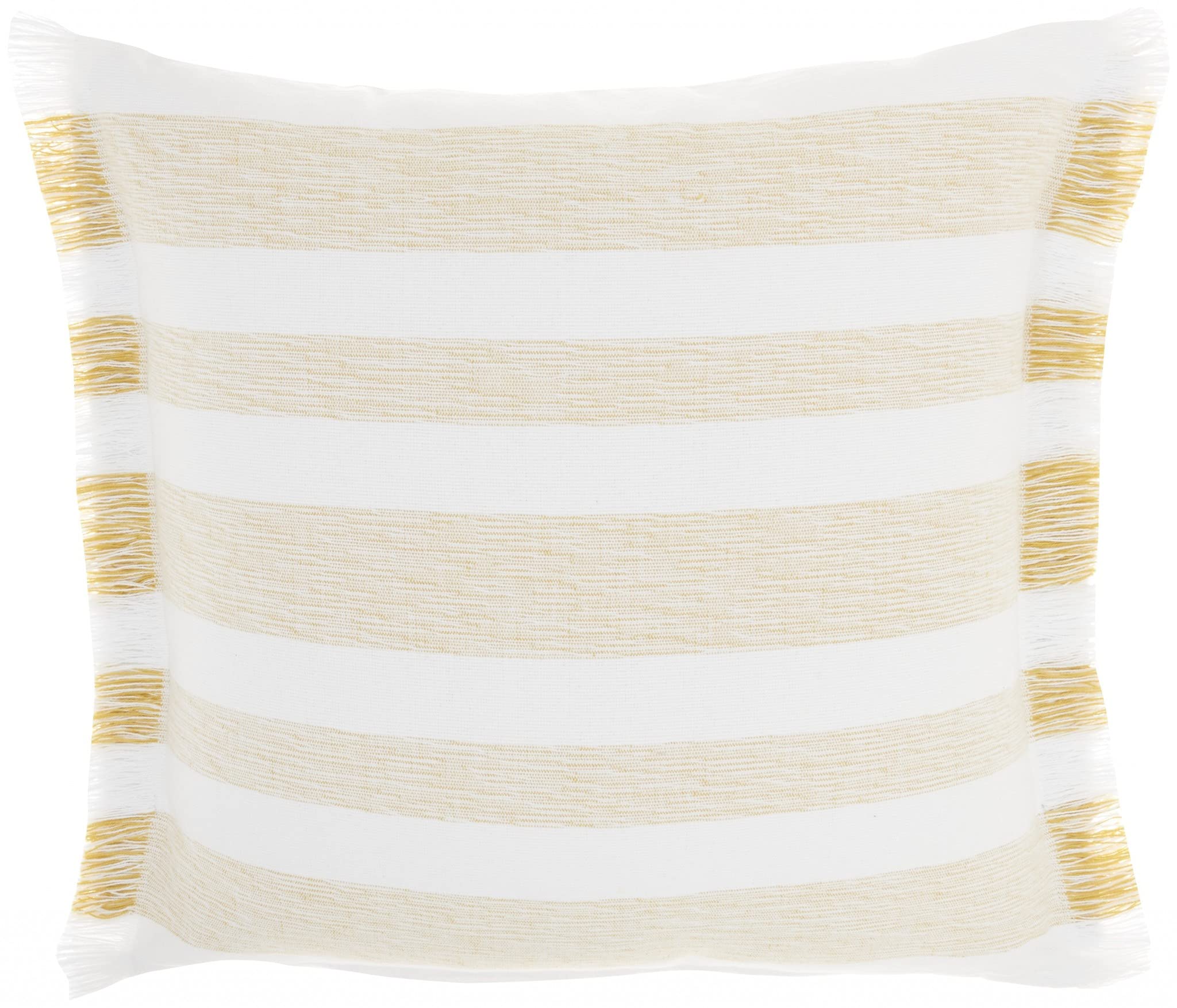 HomeRoots 100% Cotton Yellow and White Soft Stripes Throw Pillow