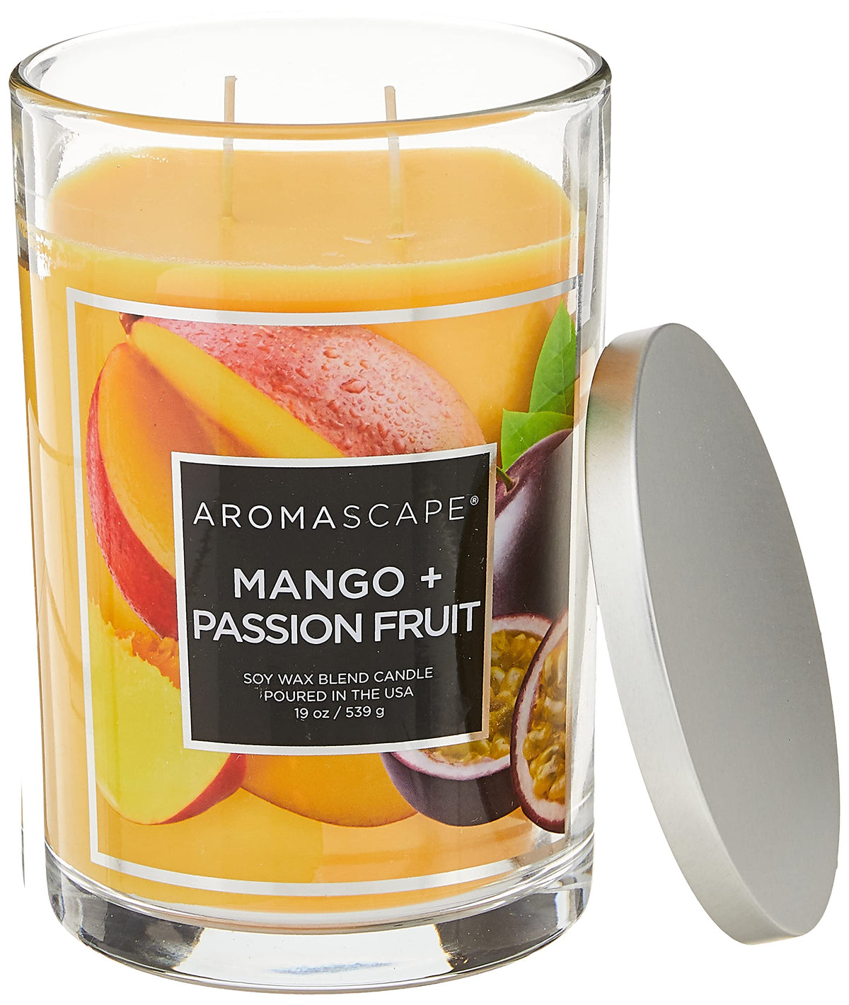 Aromascape Pt41924 2-Wick Scented Jar Candle, Mango  Passion Fruit, 19-Ounce, Orange