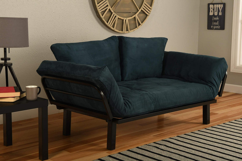 Kodiak Furniture Spacely Black Lounger Frame with Suede Navy Mattress Blue/Black Frame