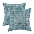 Gohdiwh Boho Pillow Covers 16X16 Set Of 2, Teal Carpet Pattern Decorative Throw Pillows Linen Ethnic Design Farmhouse Cushion Pi