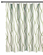 Biscaynebay Extra Long Textured Fabric Shower Curtain 72 W X 84 L, Sage Printed Striped Linen Modern Hotel Luxury Quality Cloth