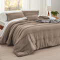 Bedsure Brown Twin Comforter Set - 3 Pieces Pinch Pleat Bed Set, Down Alternative Bedding Sets For All Season, 1 Comforter, 1 Pi