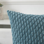 Kevin Textile Throw Pillow Covers Soft Corduroy Decorative Set Of 2 Boho Striped Pillow Covers Pillowcases Farmhouse Home Decor For Couch Bed Sofa Living Room 20X20 Inch Blue Grey