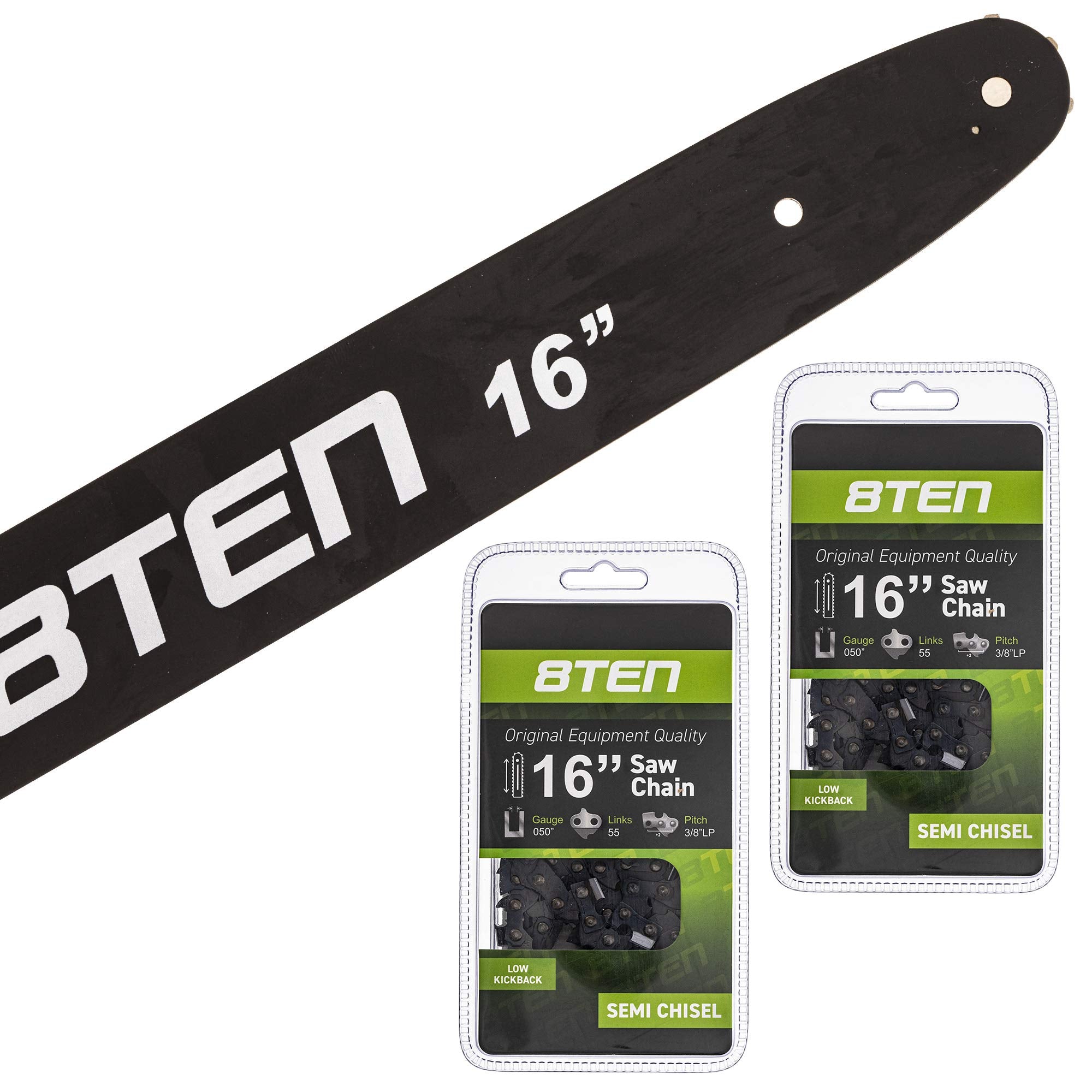 8Ten Chainsaw Guide Bar And 2 Semi-Chisel Chains For Stihl 09 010 Ms 250 251 100 3005 000 4813 91Pxl055G 16 Inch 55Dl