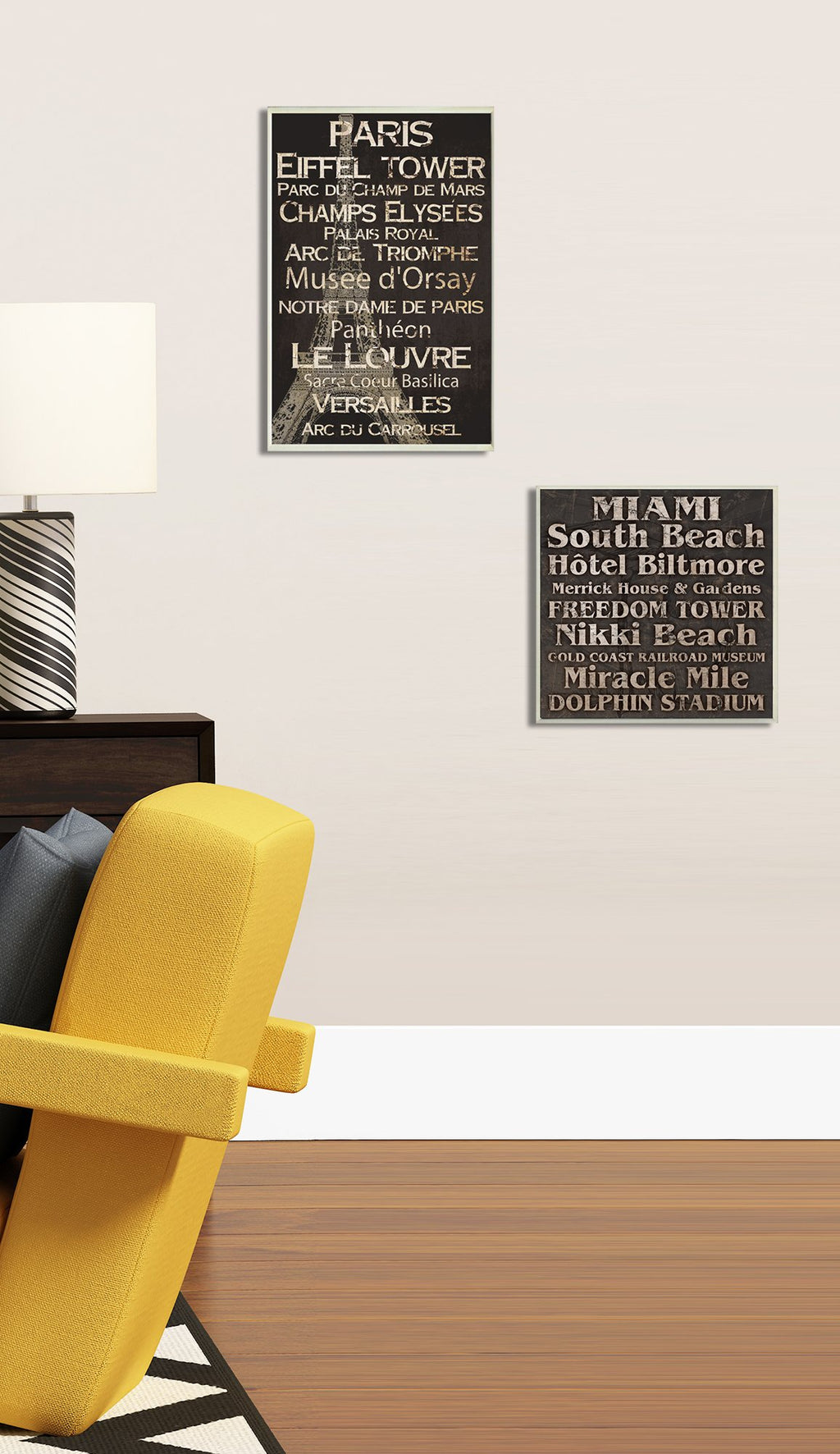 The Stupell Home D  Cor Collection Paris Landmark Typography Rectangle Wall Plaque, 10 X 0.5 X 15, Proudly Made In Usa - Cw-1201