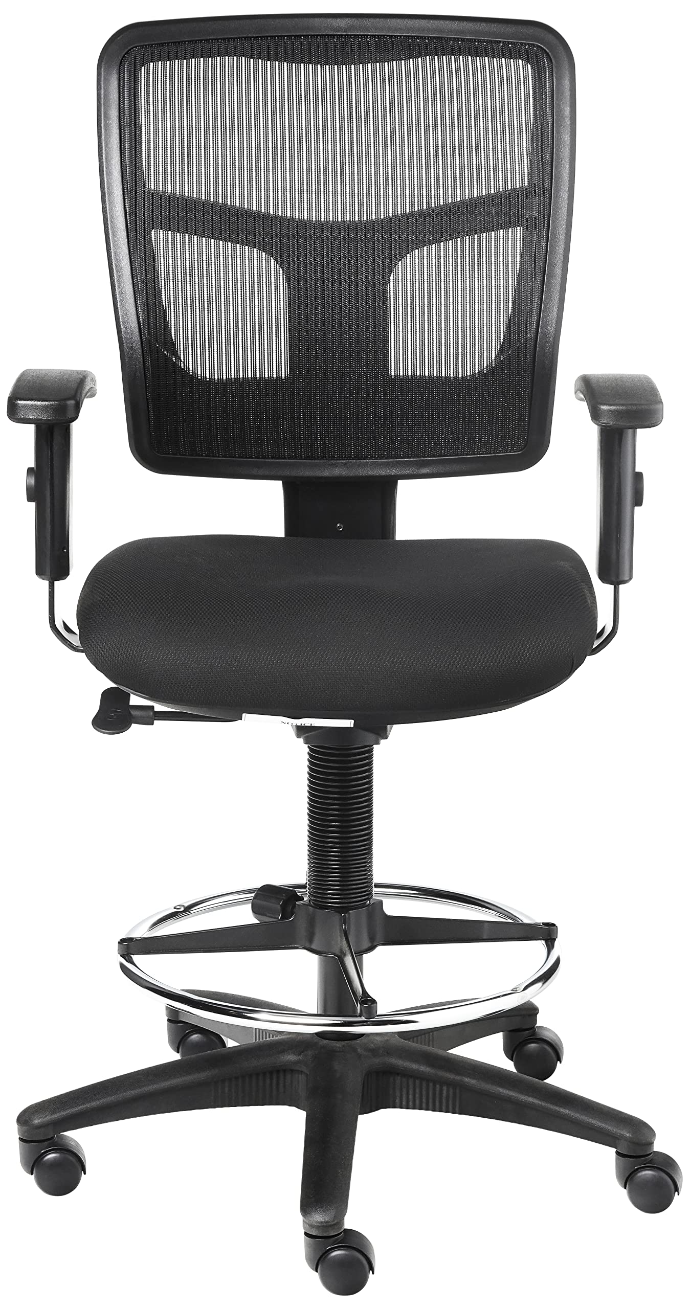 Lorell LLR86801 Ratchet Mesh Mid-Back Stool Chair, Black