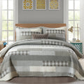 Y-Plwomen Quilts Queen Size - 100% Cotton Grey Queen Quilt Farmhouse Plaid Quilted Bedspread, 3 Pieces Lightweight Reversible Qu