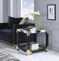 Lafty - End Table White Brushed & Clear Glass