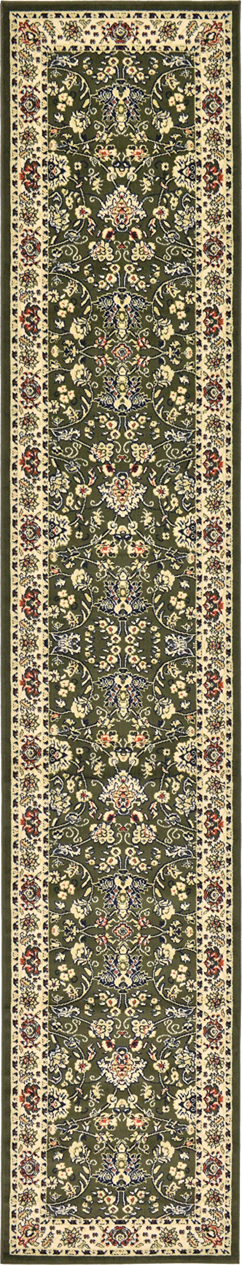 Unique Loom Sialk Hill Collection Area Rug - Washington (3 x 16 5 Runner Green/Hunter Green)