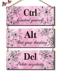 3 Pieces Hot Pink Wall Decor for Girl Room Pink Decor Floral Wooden Wall Art Inspirational Hot Pink Bathroom Wall Decor with Pos