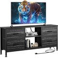 YaFiti TV Stand for Bedroom, Dresser TV Stand with 4 Fabric Drawers & Open Shelves for 50'' TV, Entertainment Center with Power 