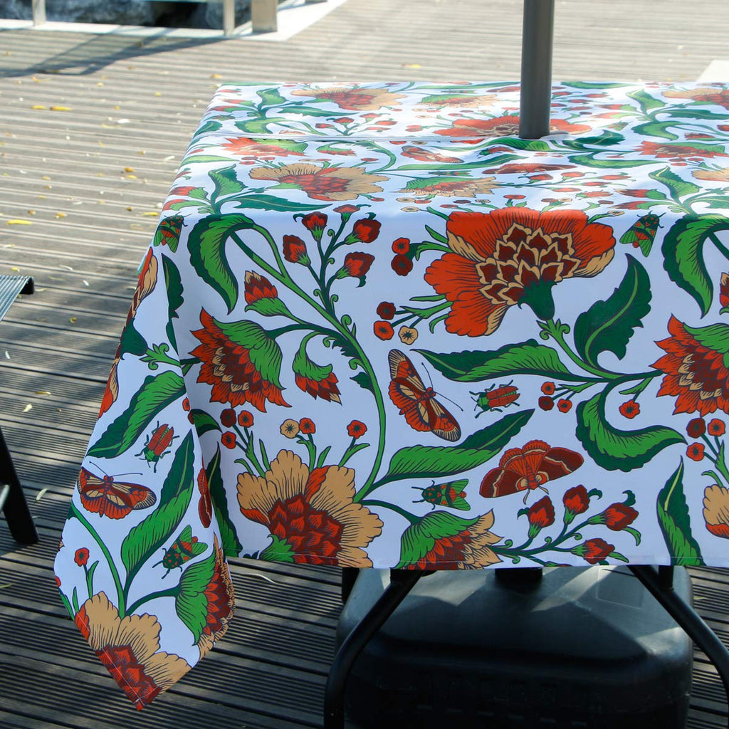 Ehousehome Outdoor Indoor 60Inch Squaretablecloth With Umbrella Hole And Zipper, Waterproof Zippered Patio Table Cloths, Spring/Summer Table Covers For Backyard Circular Table/Bbqs/Picnic