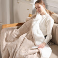 Electric Blanket Queen 84x90 Heated Blanket Queen Size Dual Control Wheat Pattern Ultra-Soft Flannel & Thick Sherpa with 5 Heat 