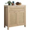 Sicotas Sideboard Buffet Storage Cabinet, Rattan Accent Cabinet With Doors And Drawer, Boho Credenzas Buffet Table Console Coffee Bar Cabinet For Entryway Living Room, Natural