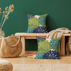 Cxmeifly Navy Blue Sage Green Teal Pillow Covers 20X20 Inch Set Of 2 Dahlia Floral Decor Throw Pillows Summer Modern Geometry Fl