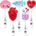 Zonon 5 Pieces Cute Nurse Badge Reels Felt Retractable Badge Reels Nursing Name Badge Holder Practical Id Badge Holder Gift For