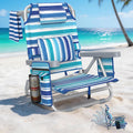 5-Position Backpack Beach Chair for Adults with Lumbar, Foldable Tall Heavy-Duty Beach Chairs with Cooler Bag,Cup Holder,Towel R