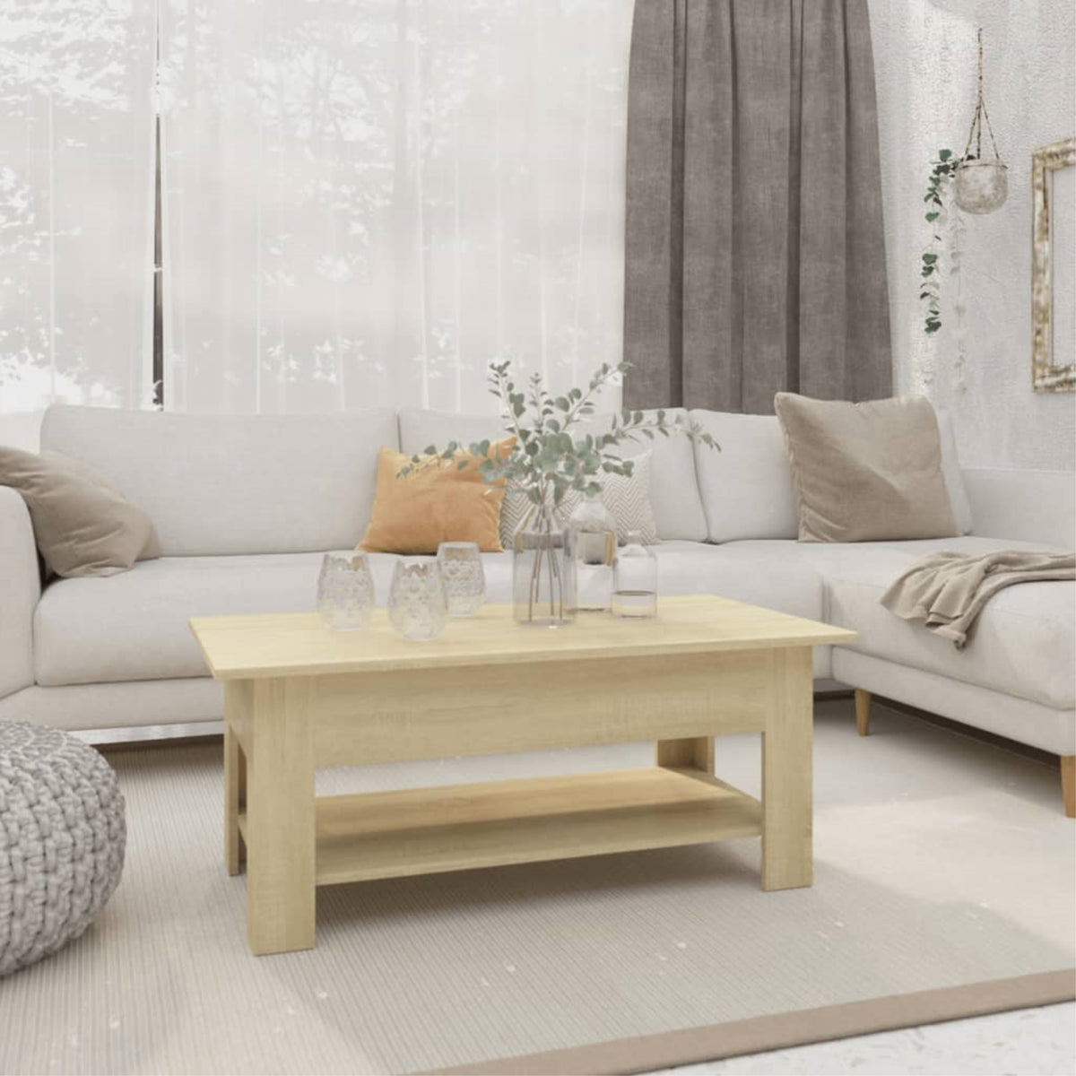 vidaXL Coffee Table Sonoma Oak 40.2''x21.7''x21.7'' Chipboard