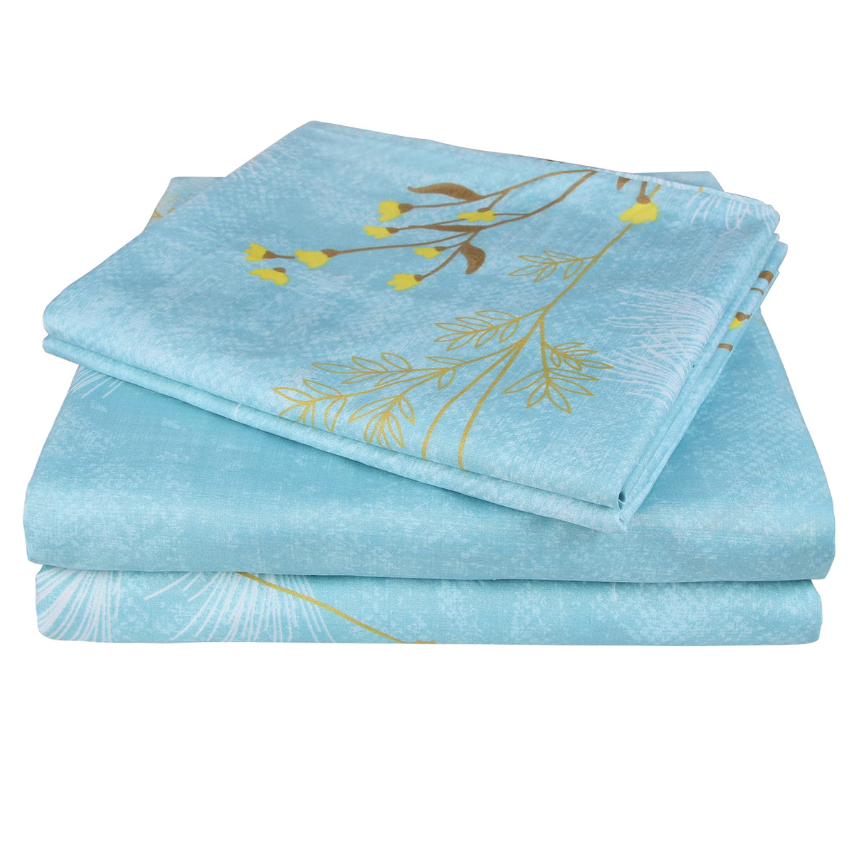 Jsd Dandelion Floral Print Sheet Set Queen, 4 Piece Soft Botanical Microfiber Sheets Deep Pocket