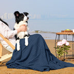 Phf Cooling Waffle Blanket Twin Size, Lightweight 60% Rayon Derived From Bamboo & 40% Cotton Breathable Blanket For Hot Sleepers, Soft And Luxury For Bed Couch And Sofa, 66'X90', Navy Blue