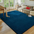 Softlife Navy Blue Rugs for Living Room, 5x7 Washable Area Rug for Bedroom, Soft Fluffy Fuzzy Carpet Bedside Rug Indoor Non-Slip
