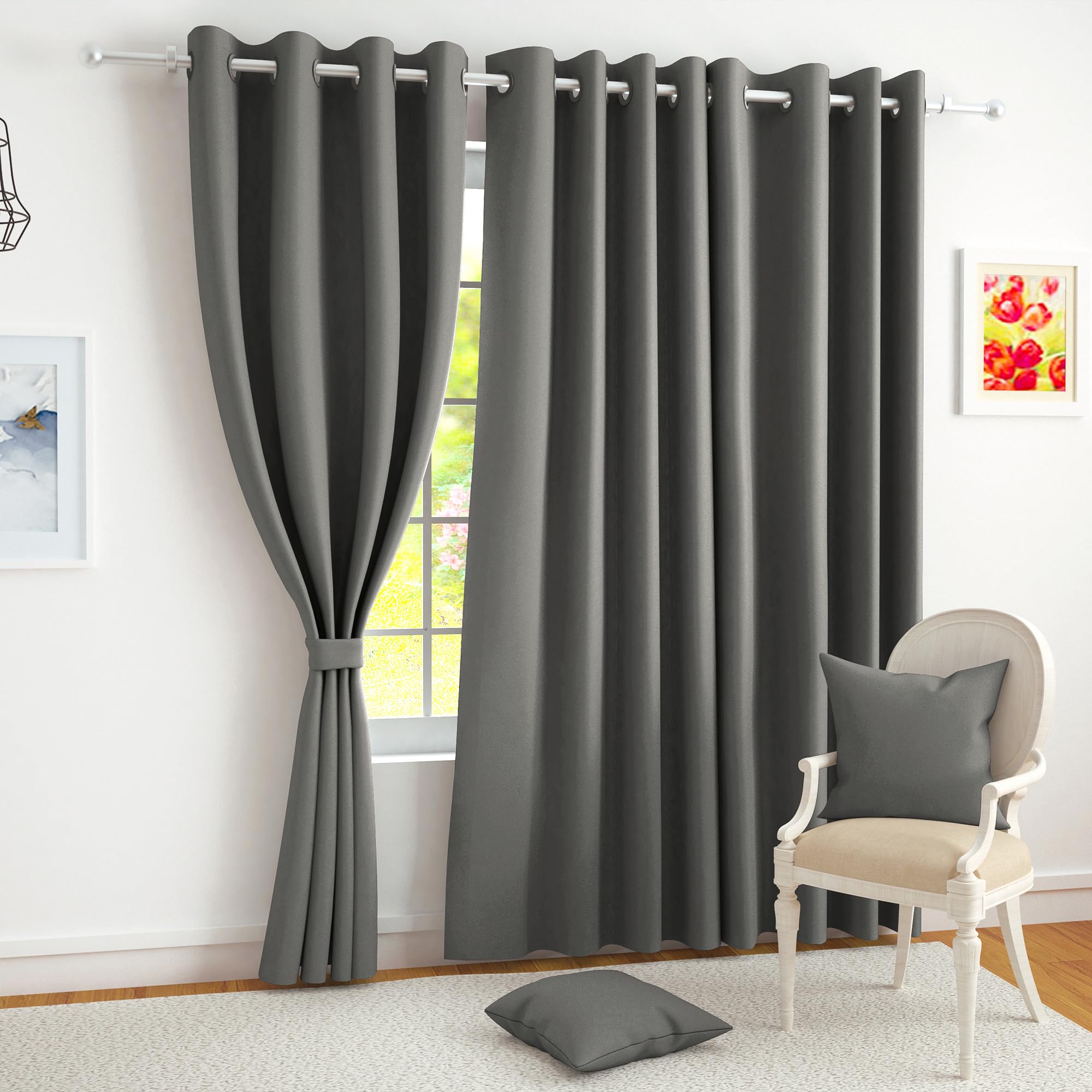 Story@Home 100% True Blackout Window Curtains 5 Feet Long Set Of 1 | Solid Design |Room Darkening Curtain | Thermal Insulated Cu