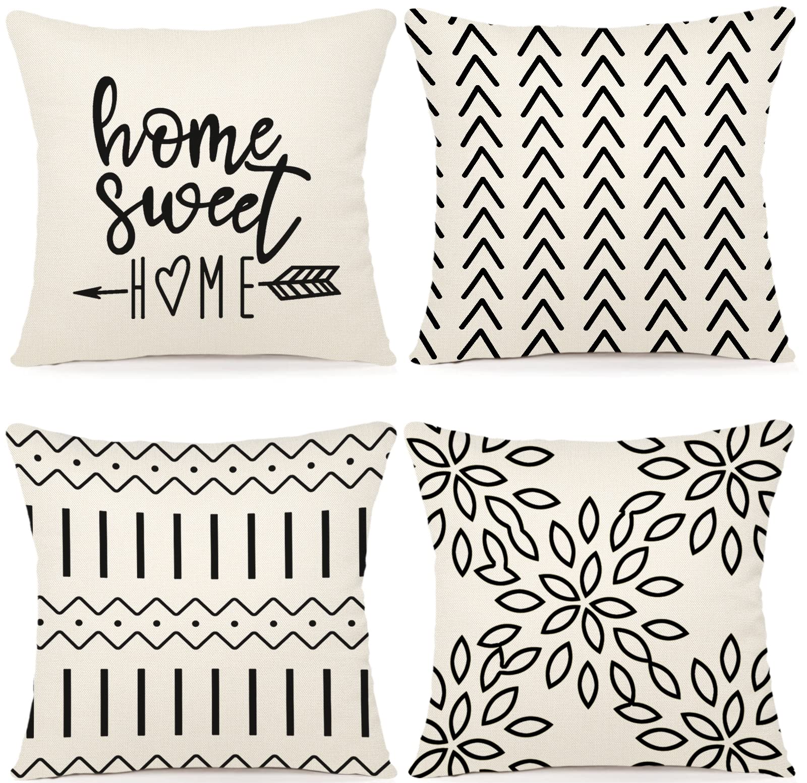 Ycoll Pillow Covers 20X20 Modern Sofa Throw Pillow Cover, Decorative Outdoor Linen Fabric Pillow Case For Couch Bed Car (Cream,
