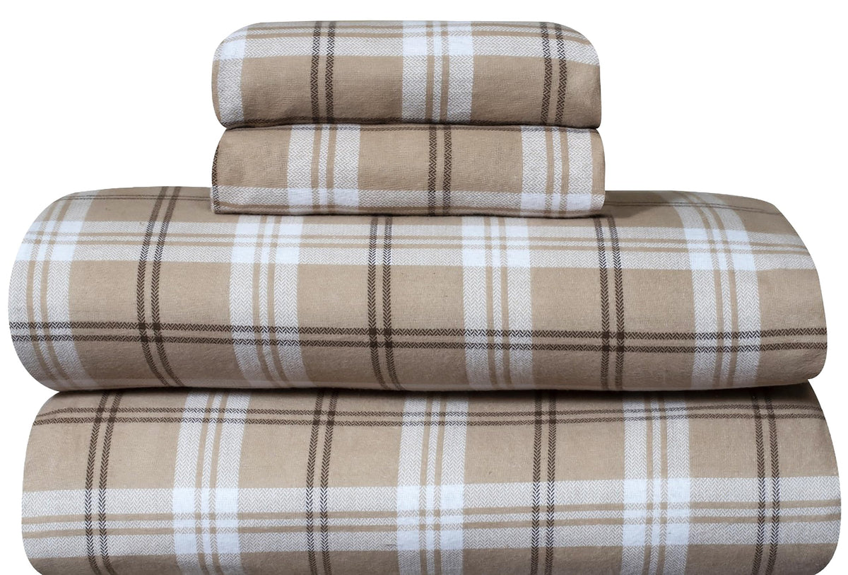 Bliss Casa 4 Piece 100% Cotton Flannel Sheet Set - High Gsm Deep Pockets, Warm Breathable Flannel Sheet Set. Flannel Bed Set Inc