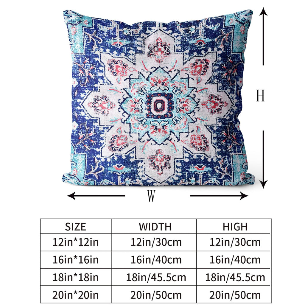 Snycler Ethnic Pattern Blue Boho Pillow Cover 18X18 Inch Set Of 2 Southwest Farmhouse Double Sided Pillow Cover Home Decor Cotto